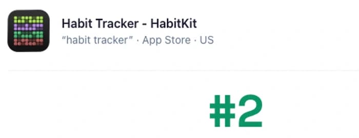 HabitKit ranked second for habit tracker in this US App Store example from August 2026